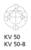 Zeichnung eines kreisförmigen Steckverbinders mit acht nummerierten Kontakten. Darunter steht 'KV 50' und 'KV 50-8'.