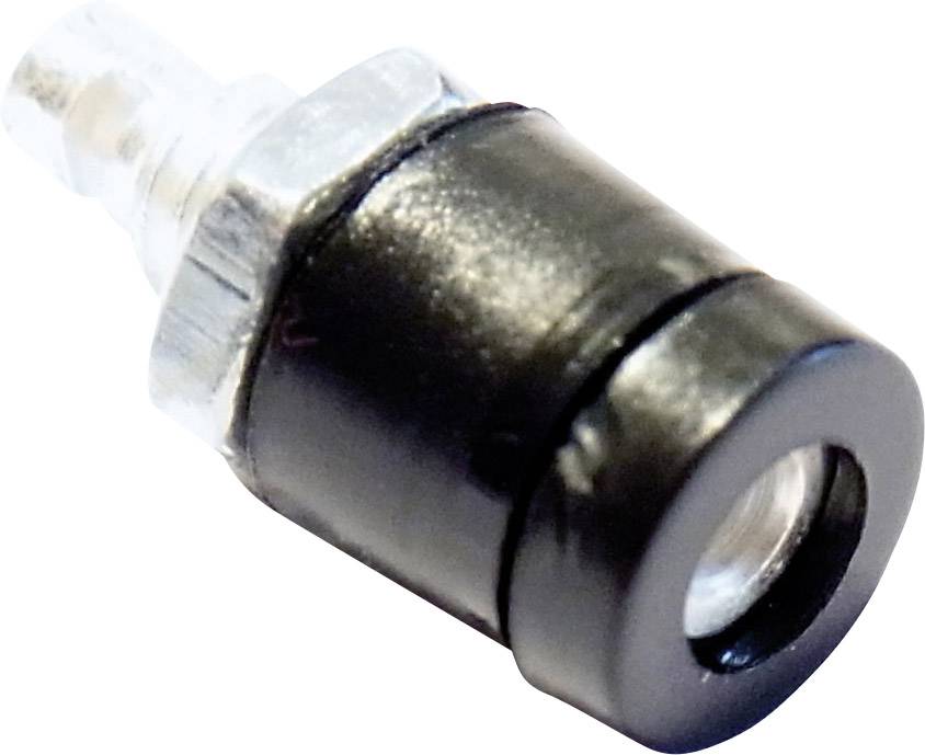 Ein schwarzes Ventil mit metallischem Anschluss, das zur Kontrolle des Luftdrucks in Schlauchsystemen verwendet wird.