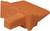 Orange Kunststoffteil mit rechteckiger Form und kleiner Erhöhung. Entworfen für mechanische Verbindung oder Stütze in einer Konstruktion.