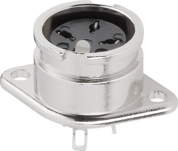 BKL Electronic 0202016 DIN-Rundsteckverbinder Flanschbuchse, Kontakte gerade Polzahl: 4  Silber 1 St.