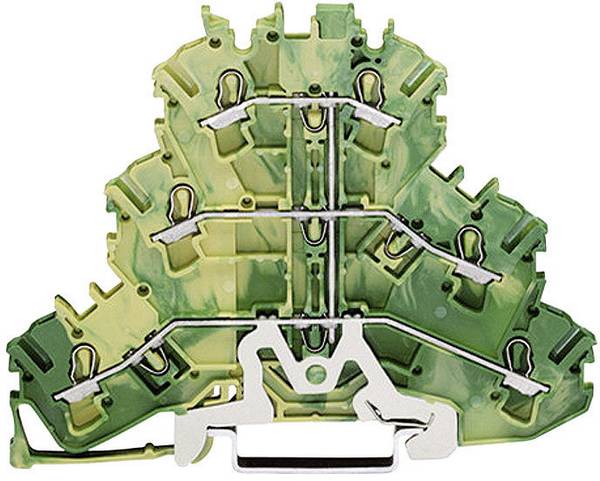 WAGO 2002-3207 Dreistock-Durchgangsklemme 5.20 mm Zugfeder Belegung: PE Grün, Gelb 1 St.