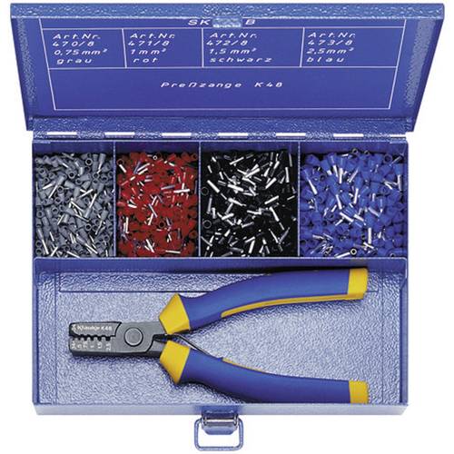 Klauke SK45B Aderendhülsen-Sortiment 0.75 mm², 1 mm², 1.5 mm², 2.5 mm² Teilisoliert Grau, Rot, Schwarz, Blau 1100 St.