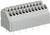 Graue Steckklemmleiste mit 16 Anschlusspunkten in zwei Reihen. Geeignet für elektrische Verdrahtung, Terminalblöcke für Leiterplattenmontage.
