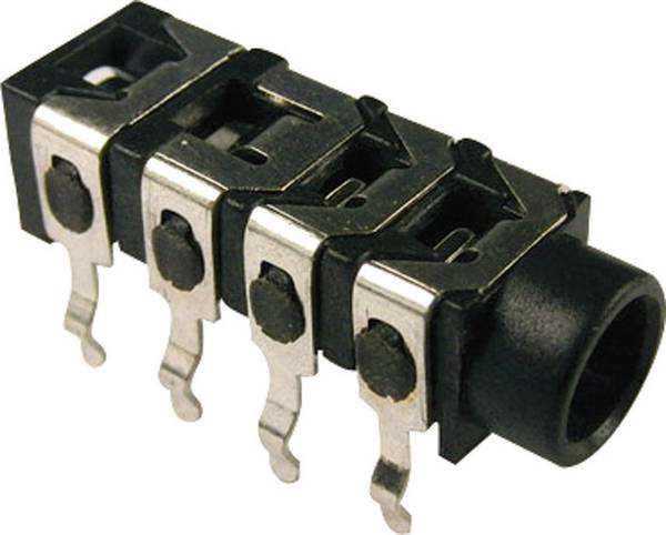 Cliff FC68128 Klinken-Steckverbinder 3.5 mm Buchse, Einbau horizontal Polzahl: 4 Stereo Schwarz 1 St.