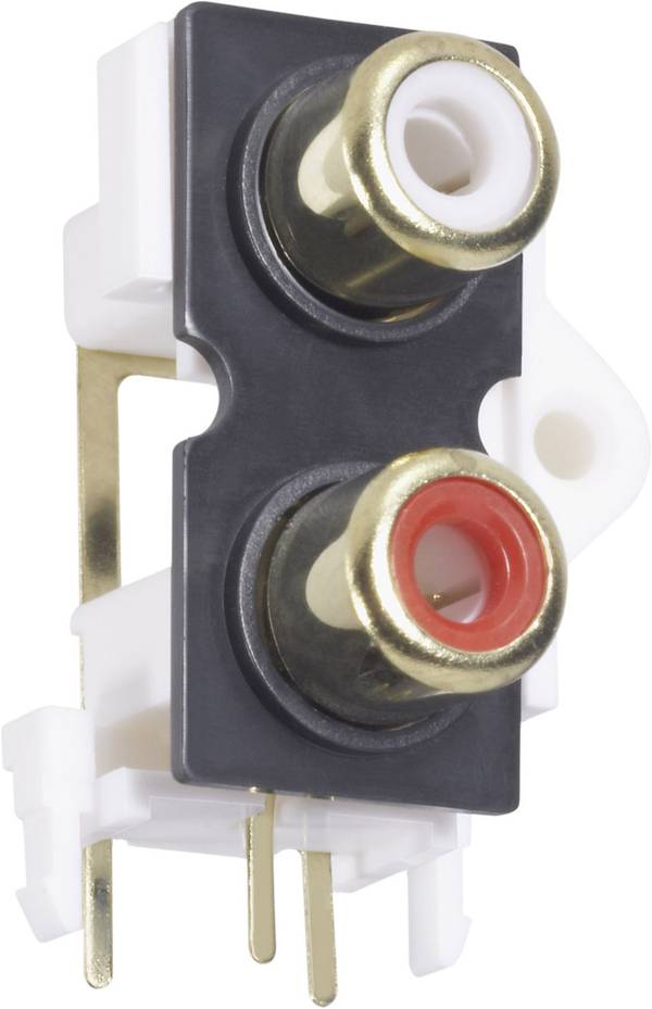 BKL Electronic 072384 Cinch-Steckverbinder Buchse, Einbau vertikal Polzahl: 2 Gold, Rot, Weiß 1 St.