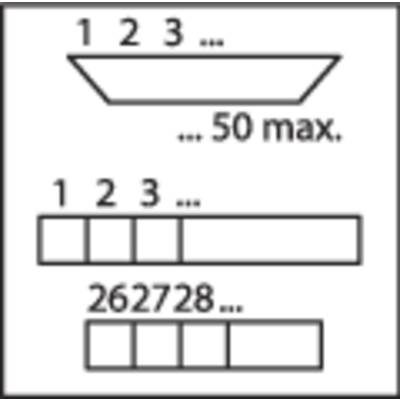 '1 2 3 ... 20 mex.' über einem Trapez; '1 2 3 ...' über einer Box mit drei leeren Feldern; '2 62728 ...' über einer Box mit fünf leeren Feldern.