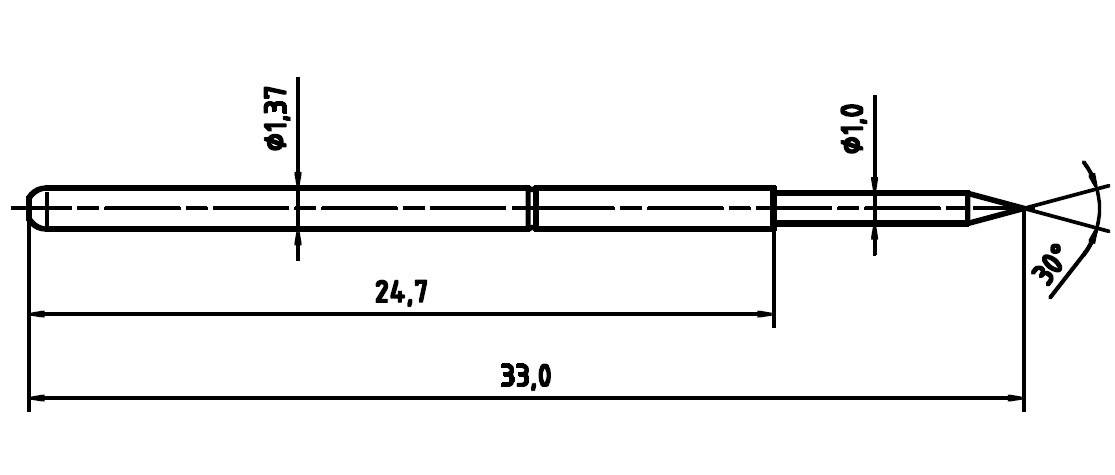 PTR 1025/E-B-1.5N-AU-1.0 Präzisionsprüfstift