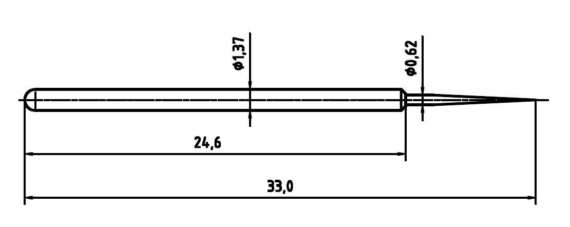 PTR 1025/E-BST-1.5N-AU-0.62 Präzisionsprüfstift