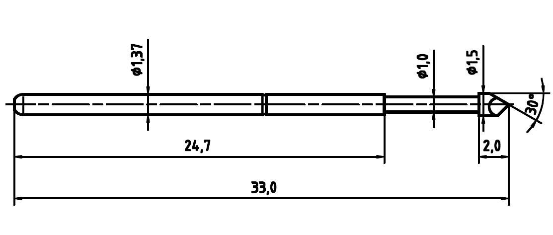 PTR 1025/E-H-1.5N-AU-1.5 Präzisionsprüfstift