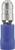 Ein isolierter Kabelstecker mit einer blauen Hülse und silberner Metallspitze, geeignet für elektrische Verbindungen.