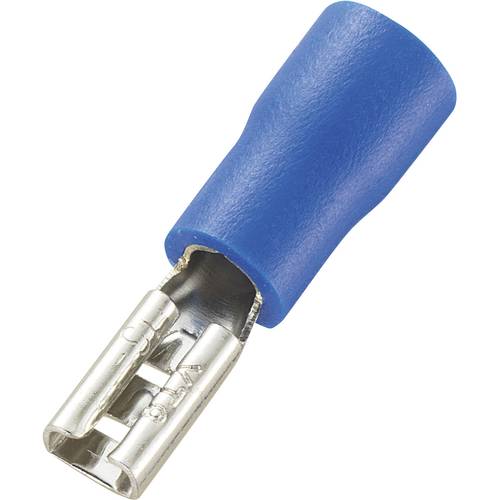 TRU COMPONENTS 737443 Flachsteckhülse Steckbreite: 2.8 mm Steckdicke: 0.8 mm 180 ° Teilisoliert Blau 100 St.