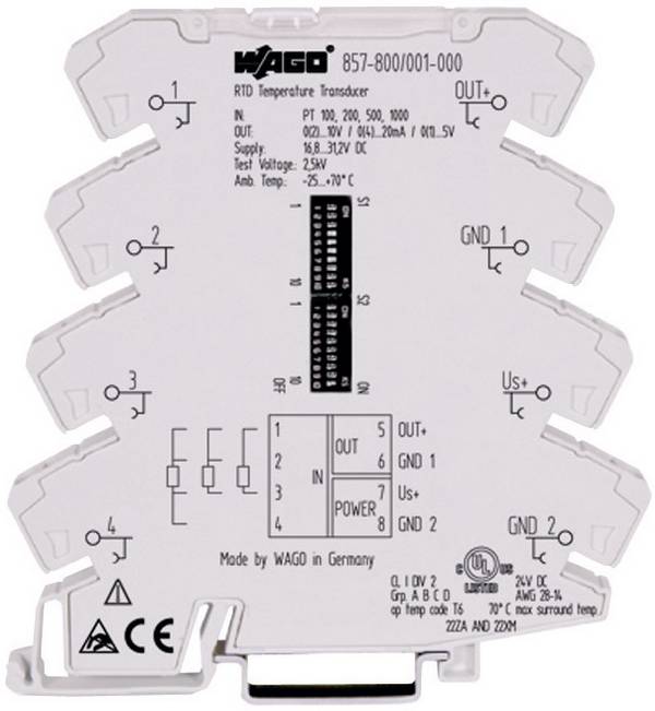 WAGO 857-800 Konfigurierbarer Temperaturmessumformer für Pt-Sensoren und Widerstände 857-800