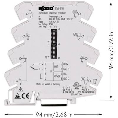 WAGO  Konfigurierbarer Temperaturmessumformer für Thermoelemente Typ J, K 857-810