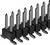 Vier zweireihige Stiftleisten nebeneinander. Jede Leiste hat vier metallische Pins und einen schwarzen Kunststoffsockel.