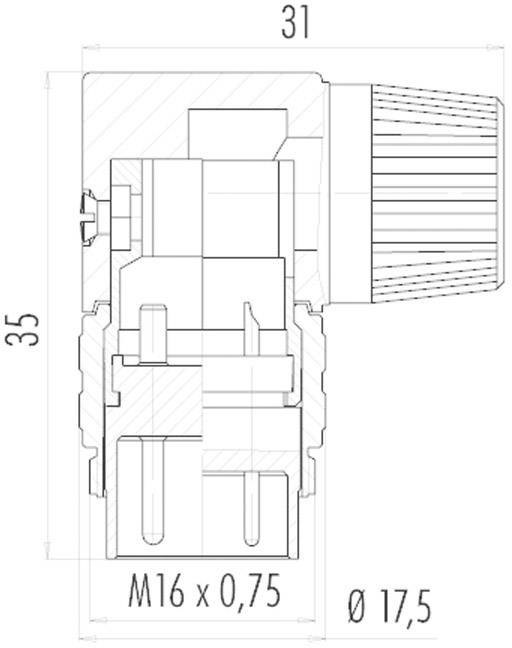 Technische Zeichnung eines Bauteils mit Maßen: Höhe 35 mm, Breite 31 mm. M16 x 0,75 Gewinde, Durchmesser 17,5 mm.