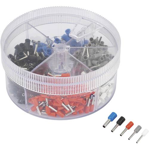 TRU COMPONENTS 737074 Aderendhülsen-Sortiment 0.5 mm², 0.75 mm², 1 mm², 1.5 mm², 2.5 mm² Teilisoliert Weiß, Grau, Rot, S...