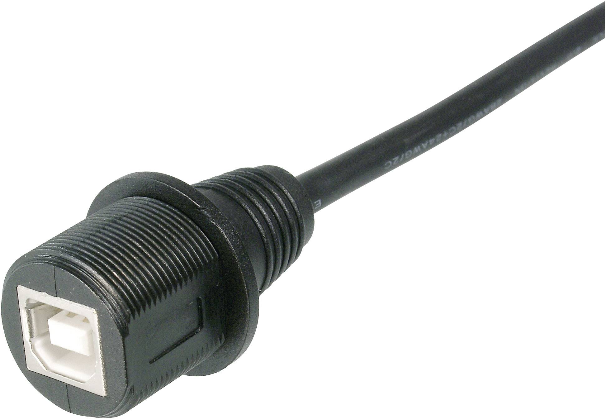 TRU COMPONENTS USB-Steckverbinder 2.0 - IP67 Buchse, Einbau TC-A-KAB-USBB-FS-1M-203 USB B-Buchse mit