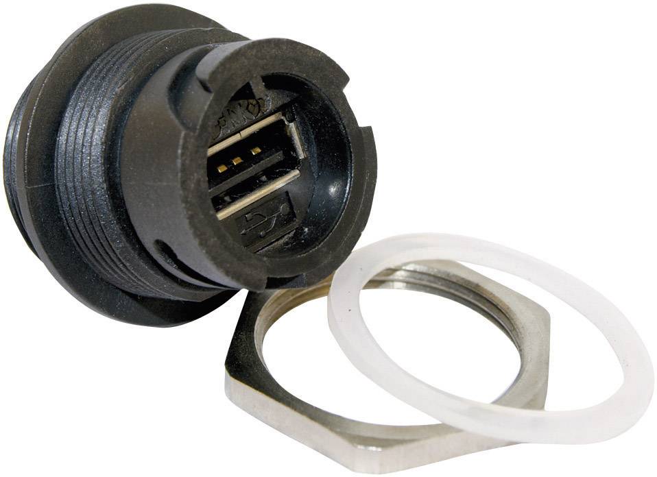 CONEC USB 2.0 Einbaugehäuse-Set Buchse, Einbau 17-200161 Bajonettverschluss mit Schutzkappe Conec In