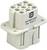 Elektrischer Stecker, graue Farbe, mit mehreren runden Öffnungen oben, beschriftet mit '16A/500V/6kV3 Han Q 8/0-F' auf der Seite.