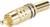Goldener RCA-Stecker mit geriffeltem Griff und schwarzem Ring, zur Verbindung von Audiogeräten.