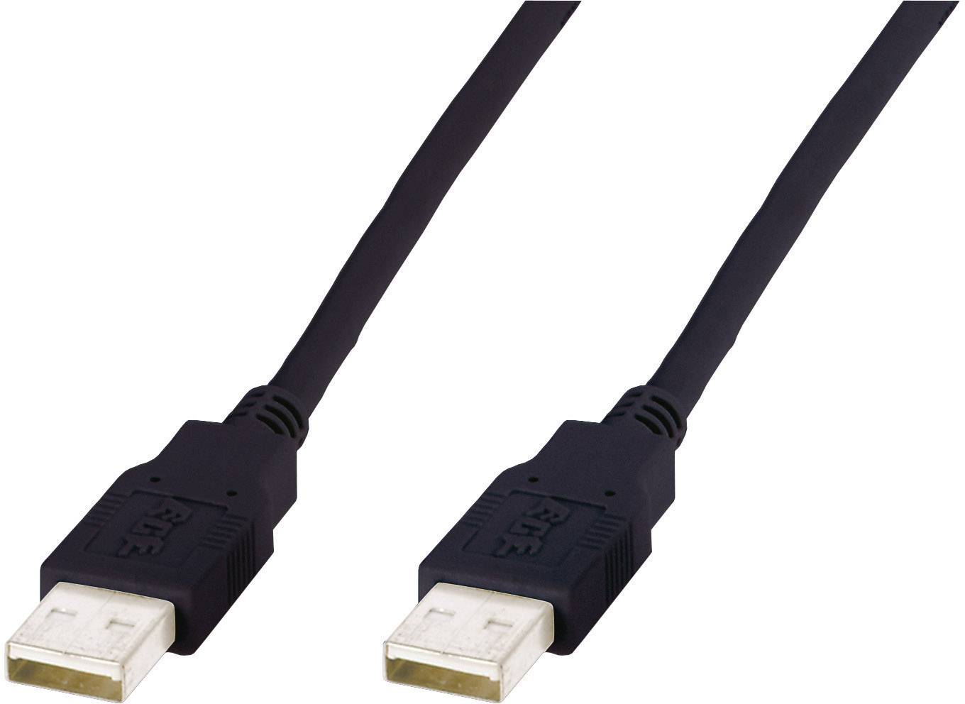 DIGITUS USB 2.0 Anschlusskabel [1x USB 2.0 Stecker A - 1x USB 2.0 Stecker A] 1 m Schwarz Digitus