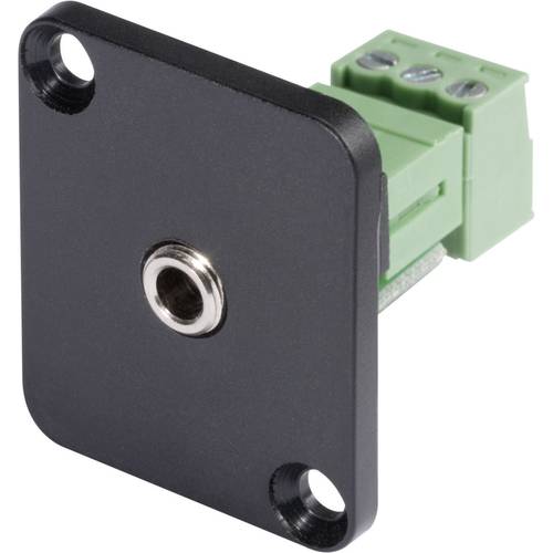 Hicon HI-J35SEFD-S Klinken-Steckverbinder 3.5 mm Flanschbuchse, Kontakte gerade Polzahl: 3 Stereo Schwarz 1 St.