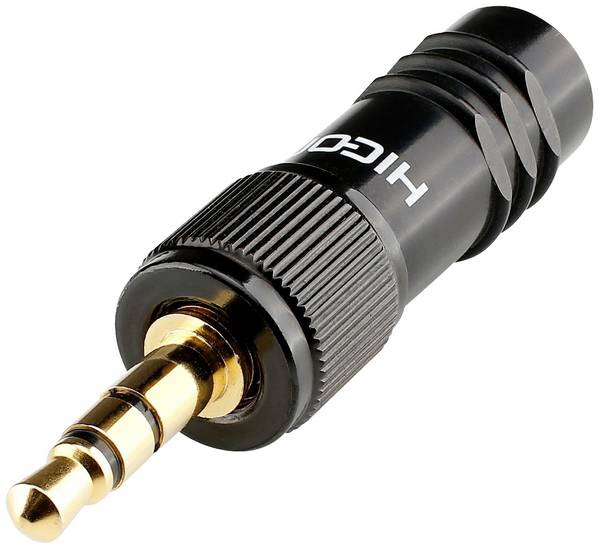 Hicon HI-J35S-SCREW-M Klinken-Steckverbinder 3.5 mm Stecker, gerade Polzahl: 3 Stereo Schwarz 1 St.