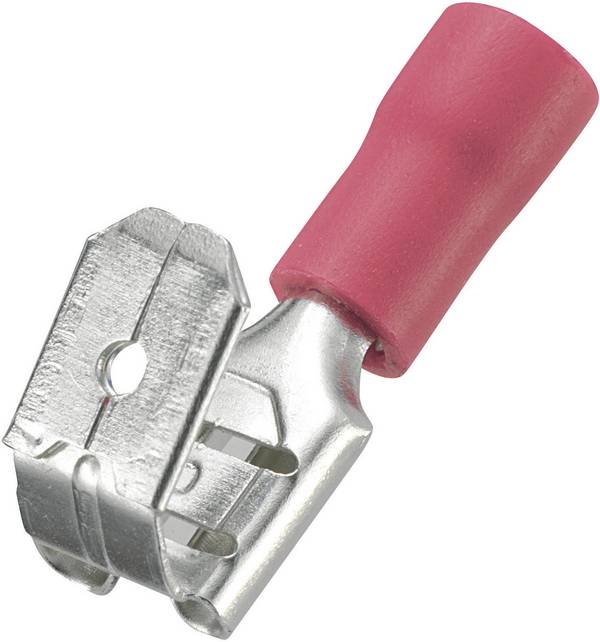 TRU COMPONENTS 1583092 Flachsteckhülse mit Abzweig Steckbreite: 6.30 mm Steckdicke: 0.80 mm 180 ° Teilisoliert Rot 1 St.