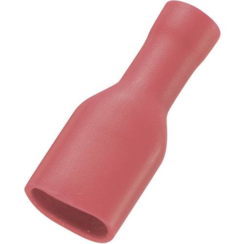 Thumbnail - TRU COMPONENTS 737698 Flachsteckhülse Steckbreite: 6.35 mm Steckdicke: 0.8 mm 180 ° Vollisoliert Rot 50 St.