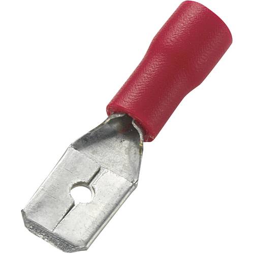 TRU COMPONENTS 745410 Flachstecker Steckbreite: 6.4 mm Steckdicke: 0.8 mm 180 ° Teilisoliert Rot 100 St.