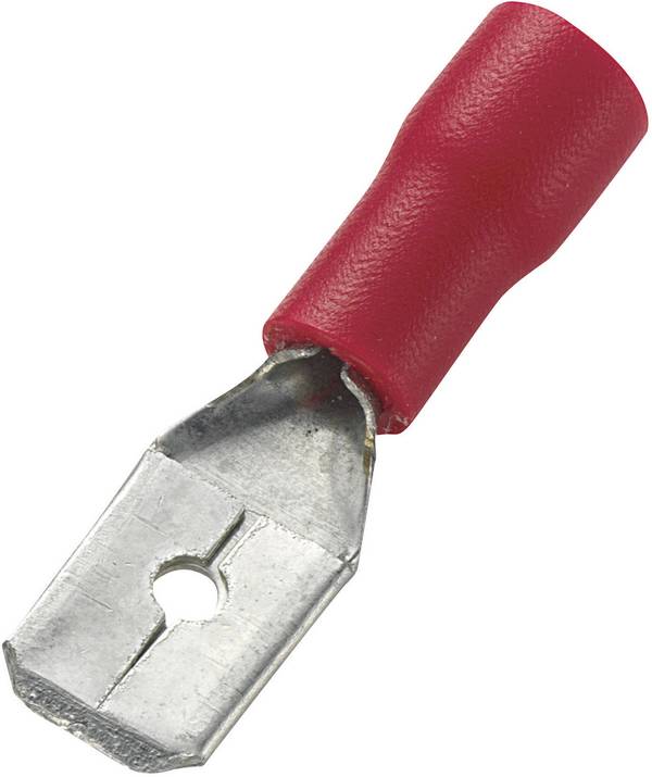 TRU COMPONENTS 745410 Flachstecker Steckbreite: 6.4 mm Steckdicke: 0.8 mm 180 ° Teilisoliert Rot 100 St.