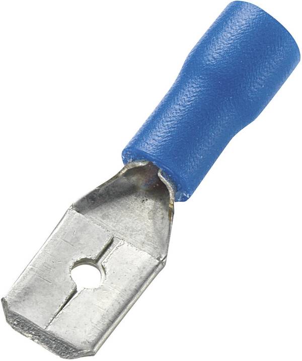 TRU COMPONENTS 745424 Flachstecker Steckbreite: 6.4 mm Steckdicke: 0.8 mm 180 ° Teilisoliert Blau 100 St.