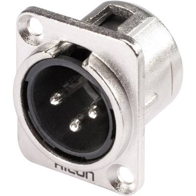 Hicon HI-X3DM XLR-Steckverbinder Flanschstecker, Kontakte gerade Polzahl: 3  Silber, Schwarz 1 St. 
