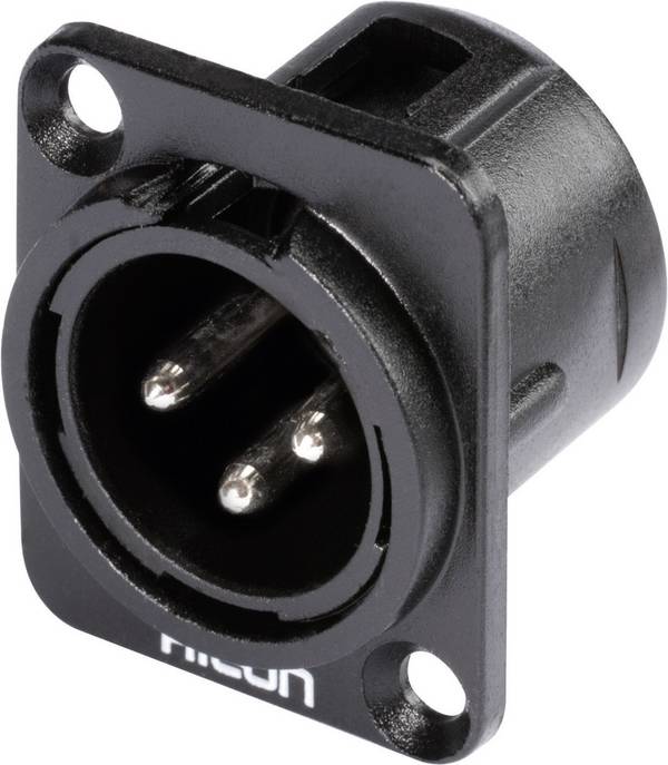 Hicon HI-X3DM-M XLR-Steckverbinder Flanschstecker, Kontakte gerade Polzahl: 3  Schwarz 1 St.