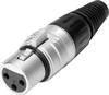 Hicon HI-X3CF XLR-Steckverbinder Buchse, gerade Polzahl: 3 Silber, Schwarz 1 St.