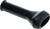 Ein schwarzes Gummibauteil in Form eines kurzen Rohrs mit erweitertem Ende, möglicherweise ein Schutz- oder Verbindungselement.