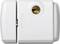 Ein weißes Fensterschloss mit einem runden Schlüsselloch auf der rechten Seite, bietet Sicherheit für Fenster und Balkontüren.