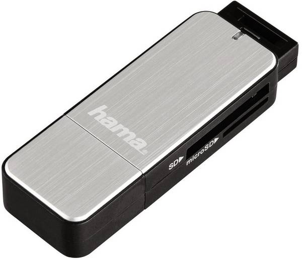 hama 00123900 USB-3.0-Kartenleser, SD/microSD, Silber
