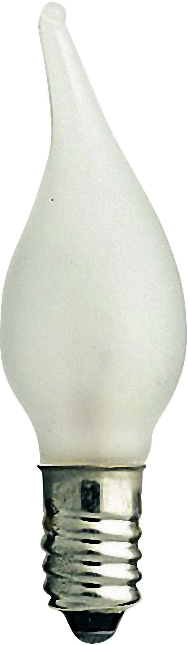 Eine matte Glühbirne in Kerzenform mit Schraubsockel.