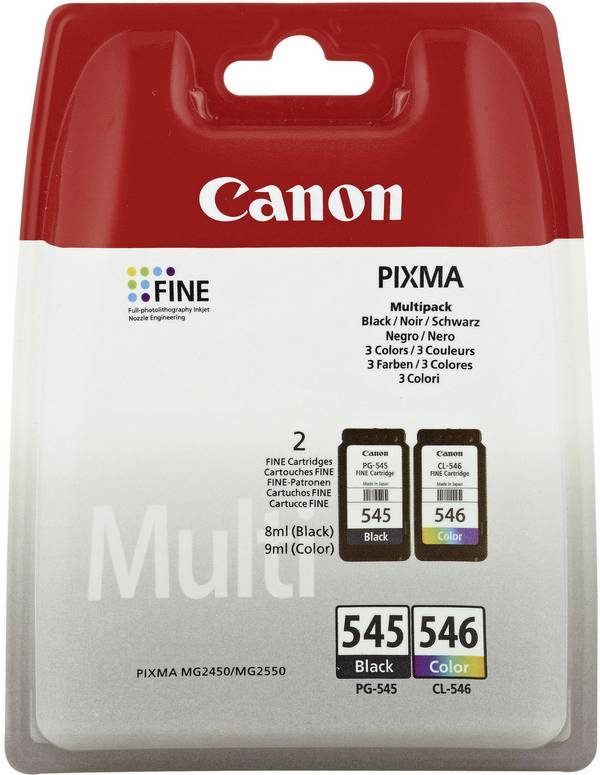 Canon Druckerpatrone PG-545, CL-546 Original Kombi-Pack Schwarz, Cyan, Magenta, Gelb 8287B005
