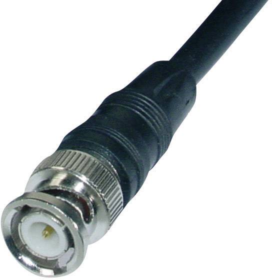 Ein Koaxialkabel mit BNC-Stecker, oft verwendet für Video- und Netzwerkanwendungen in professionellen Geräten.