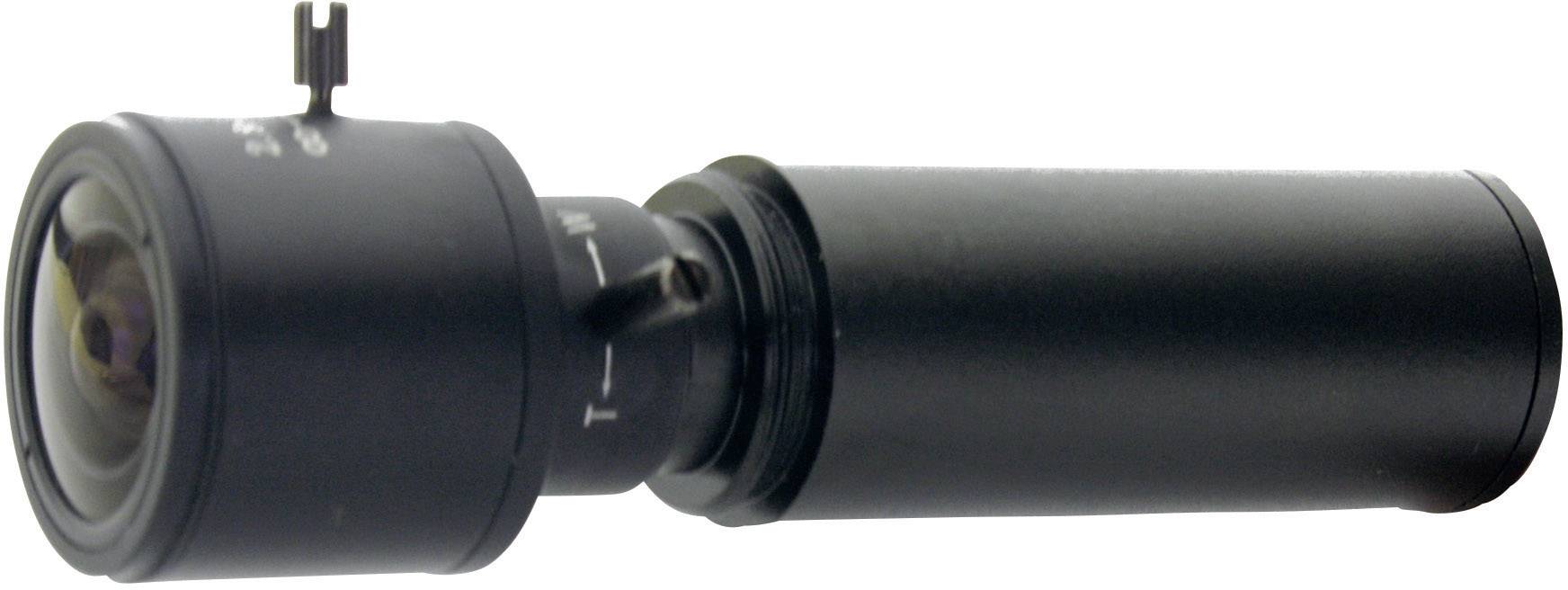 Kleine, schwarze Kamera mit zylinderförmigem Gehäuse und Linse, möglicherweise für Sicherheitsüberwachung oder Fahrzeugmontage geeignet.