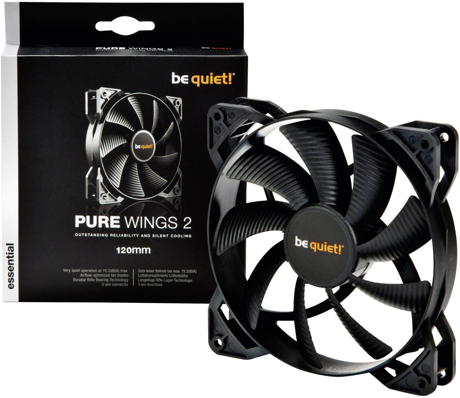 BeQuiet Pure Wings 2 PC-Gehäuse-Lüfter Schwarz (B x H x T) 120 x 120 x 25 mm-2