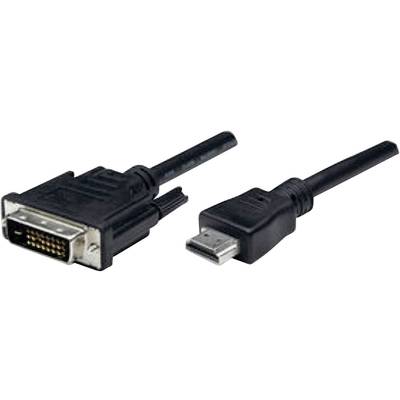 Manhattan HDMI / DVI Adapterkabel HDMI-A Stecker, DVI-D 24+1pol. Stecker 1.80 m Schwarz 372503-CG schraubbar HDMI-Kabel