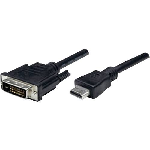 Thumbnail - Manhattan HDMI / DVI Adapterkabel HDMI-A Stecker, DVI-D 24+1pol. Stecker 1.80 m Schwarz 372503-CG schraubbar HDMI-Kabel