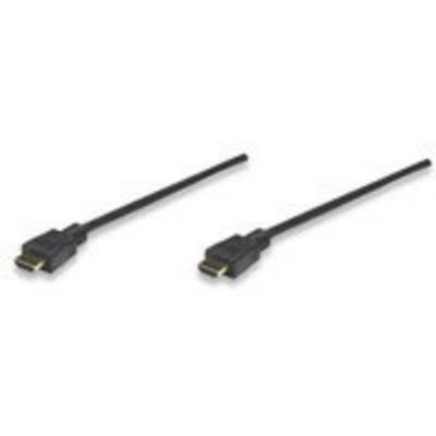 Zwei schwarze HDMI-Kabel mit goldenen Steckern liegen parallel auf weißem Hintergrund.