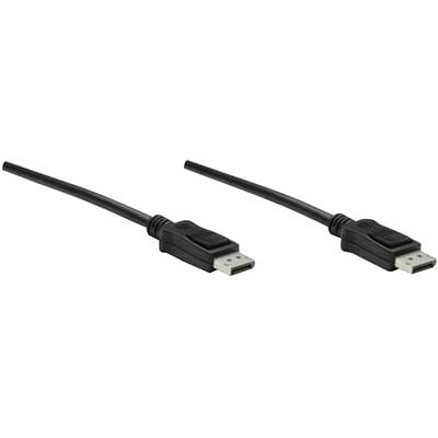 Zwei DisplayPort-Kabel mit schwarzem Anschluss und Kabel, die parallel liegen. Sie eignen sich für den Anschluss von Monitoren an Computer.