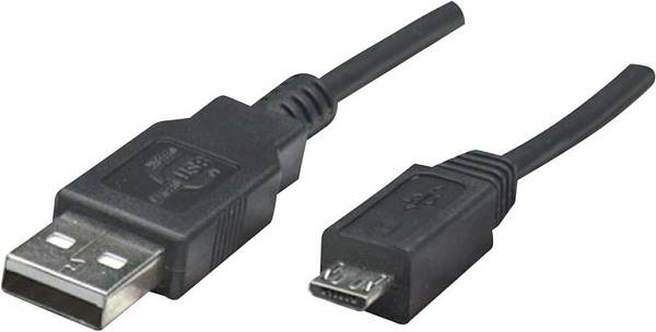 Manhattan USB-Kabel USB 2.0 USB-A Stecker, USB-Micro-B Stecker 1.80 m Schwarz UL-zertifiziert 307178-CG