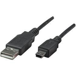 Image of Manhattan USB-Kabel USB 2.0 USB-A Stecker, USB-Mini-B Stecker 1.80 m Schwarz vergoldete Steckkontakte, UL-zertifiziert