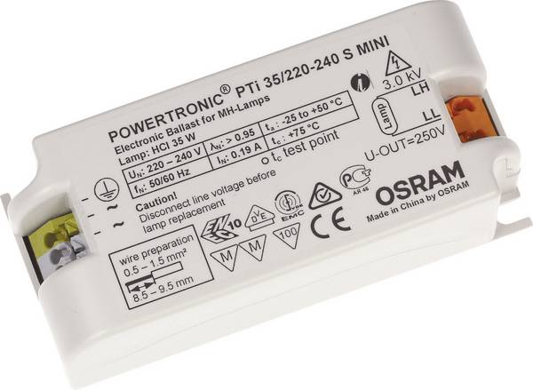 OSRAM HOMELIGHTING Hochdruckentladungslampe 4008321955906 EVG 35 W (1 x 35 W) für Leuchteneinbau, Metallgehäuse